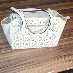Coach Taylor ivory eyelet carryall tote